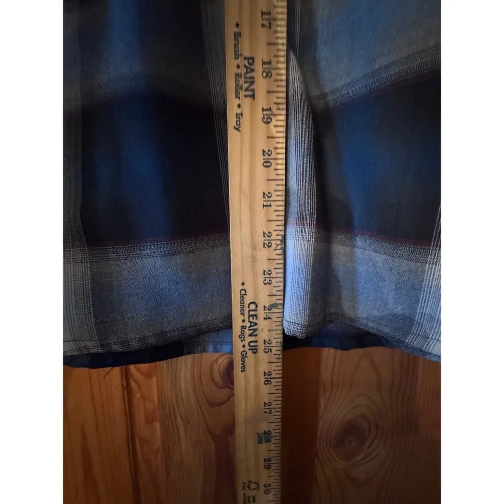 Pendleton Wool Pullover Shirt Large Blue Plaid Collarless Americana